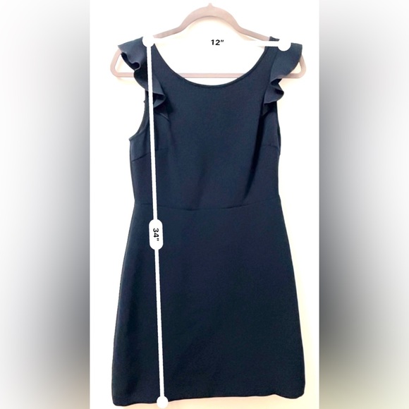 Club Monaco Women's  Blue Navy  Ruffled Sleeveless Lined Stretch Sz 4 - Picture 7 of 16